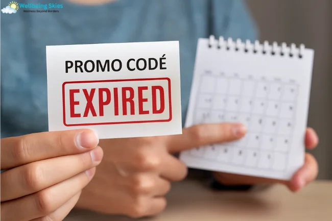Hands holding a small calendar and a card stamped "PROMO CODE EXPIRED," illustrating the importance of checking the validity of the discount code ttweakflight.