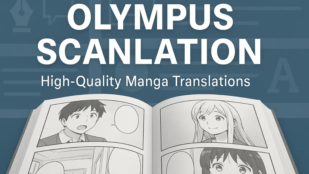 Olympus Scanlation featured image showing an open manga book with translation elements in the background.