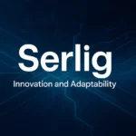 Serlig digital innovation concept shown in a modern tech-themed background
