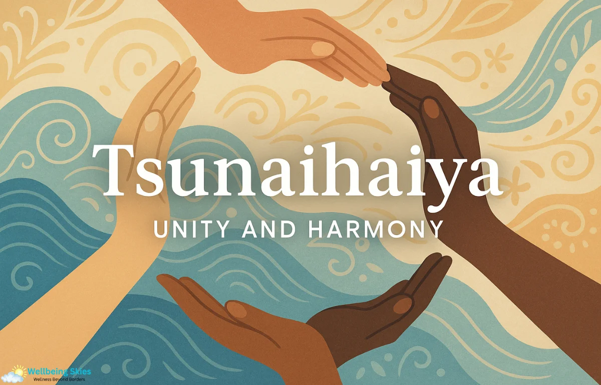 Illustration representing Tsunaihaiya with diverse hands forming a circle symbolizing unity and harmony.