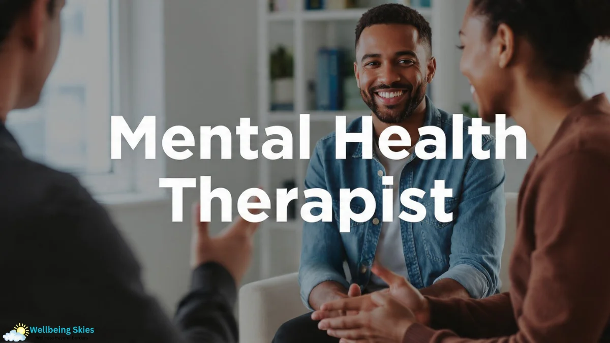 A mental health therapist engaging in a session with a client, offering a supportive and open conversation to promote emotional well-being.