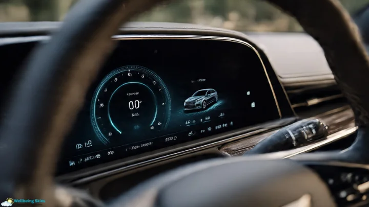 Cadillac Lyriq dashboard display showing digital controls, range, and driving mode information.