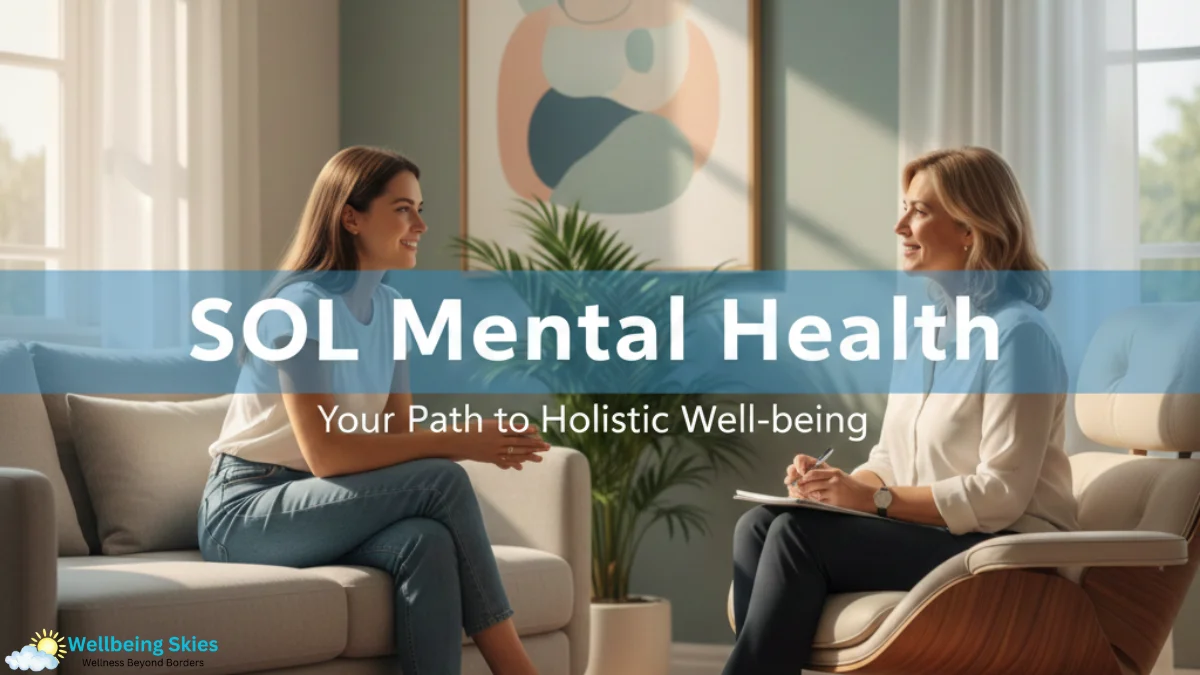 Therapist and patient talking in a calm clinic setting, representing integrated care at SOL Mental Health.