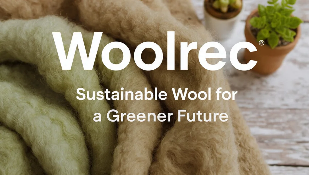 Woolrec sustainable wool fibers displayed with natural textures and soft earthy colors