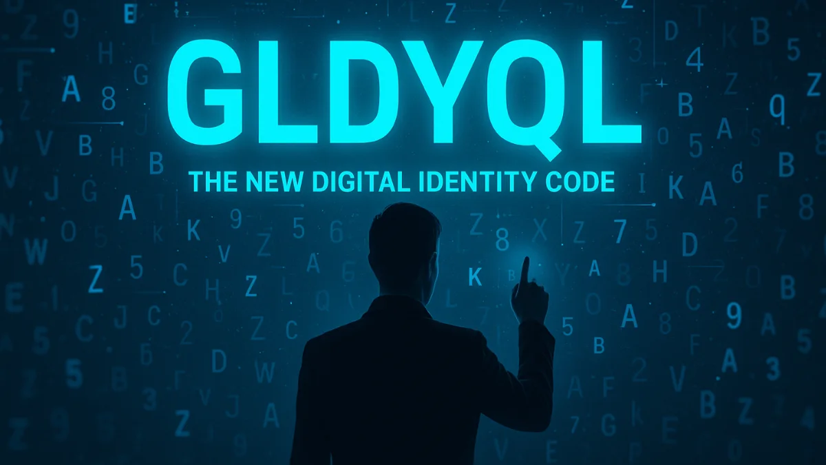Digital identity concept image featuring the keyword GLDYQL in bold text with a futuristic interface and tech-themed background.