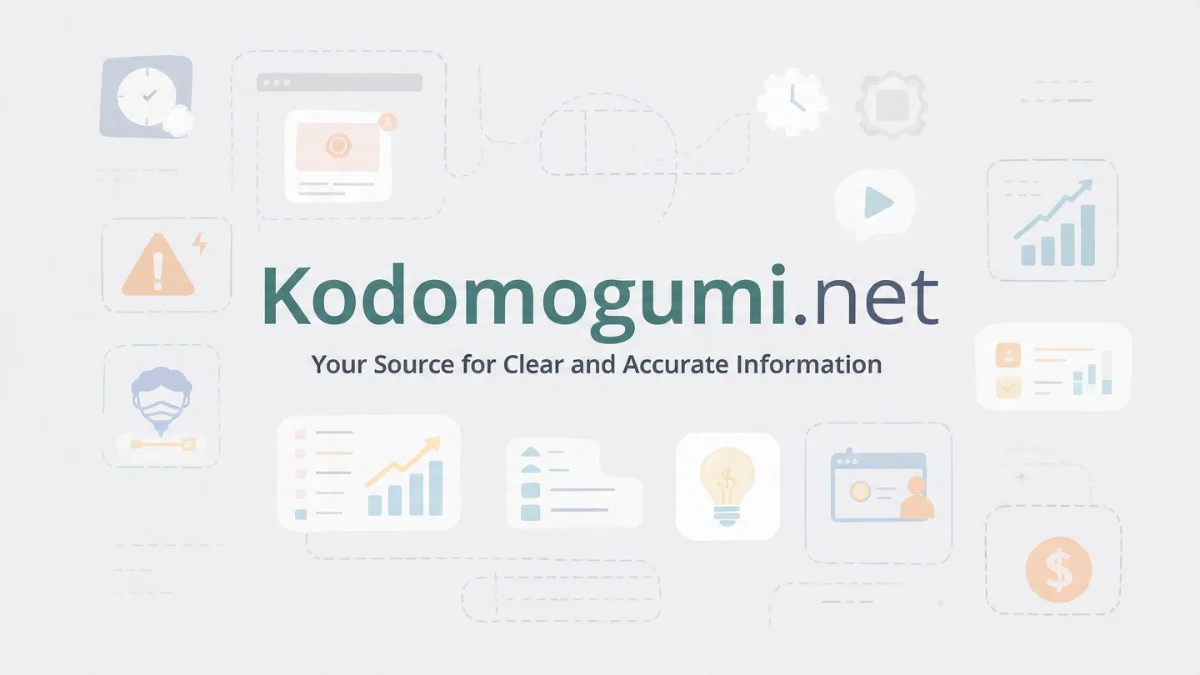 Kodomogumi.net featured image showing a clean, modern news analysis design with icons for technology, business, and global insights.