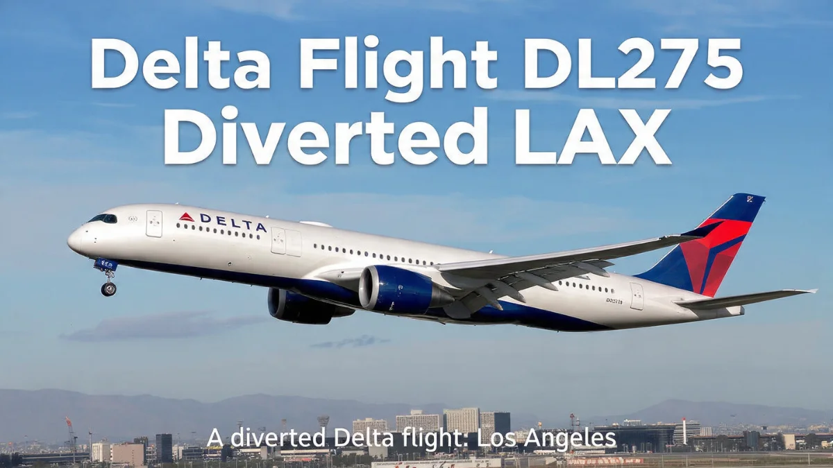 Delta Flight DL275 Diverted LAX - Airbus A350 in flight approaching Los Angeles