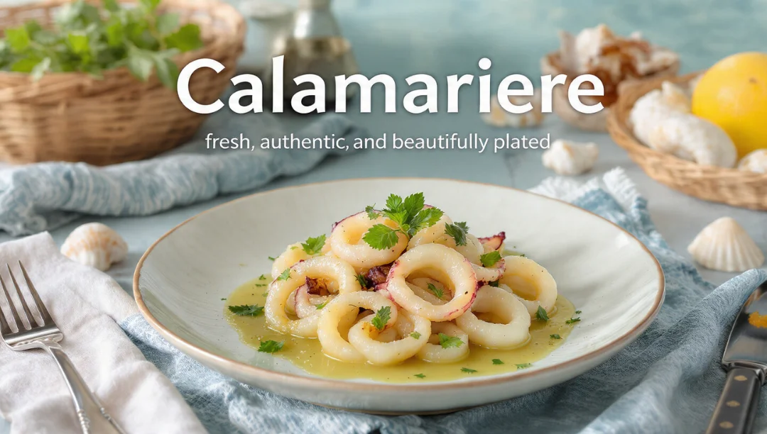 Calamariere plated calamari dish showcasing fresh Mediterranean seafood and elegant culinary presentation