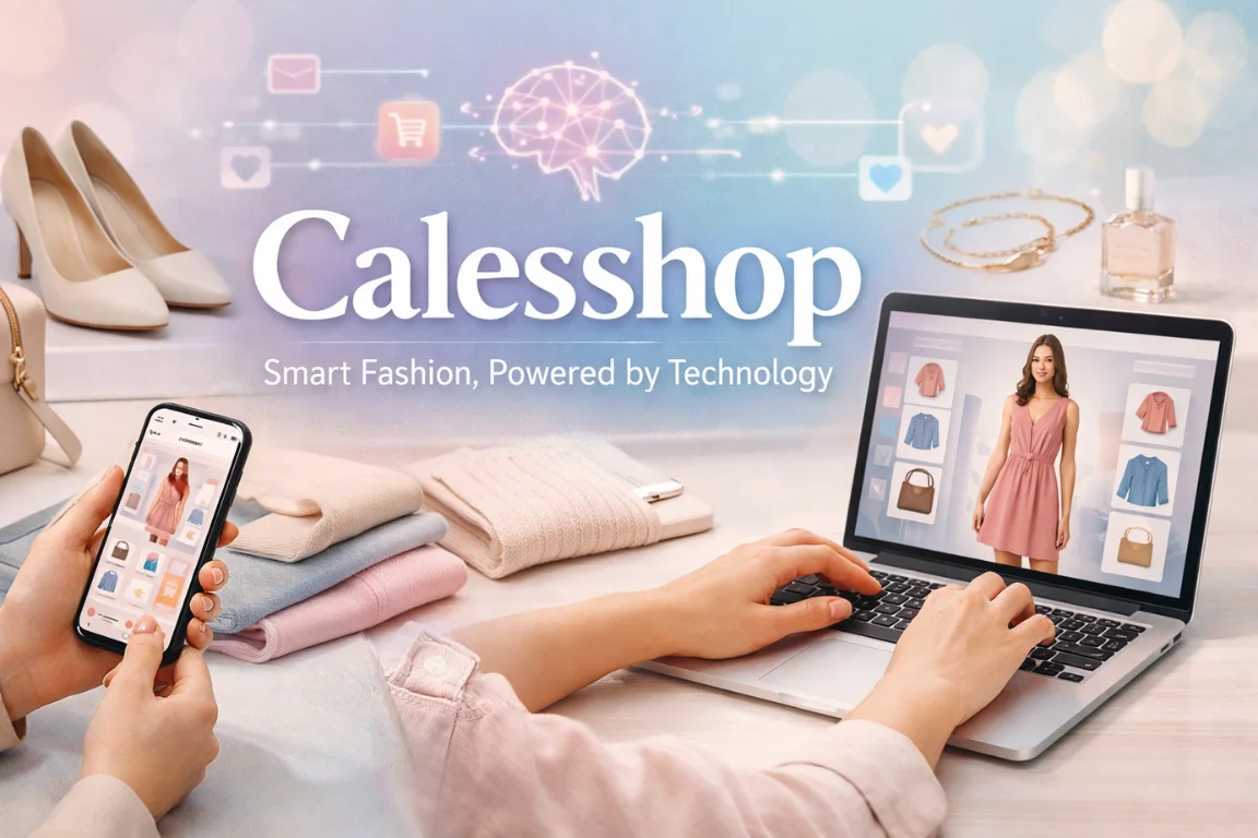 Calesshop fashion e-commerce platform showcasing AI-powered shopping and virtual try-on technology