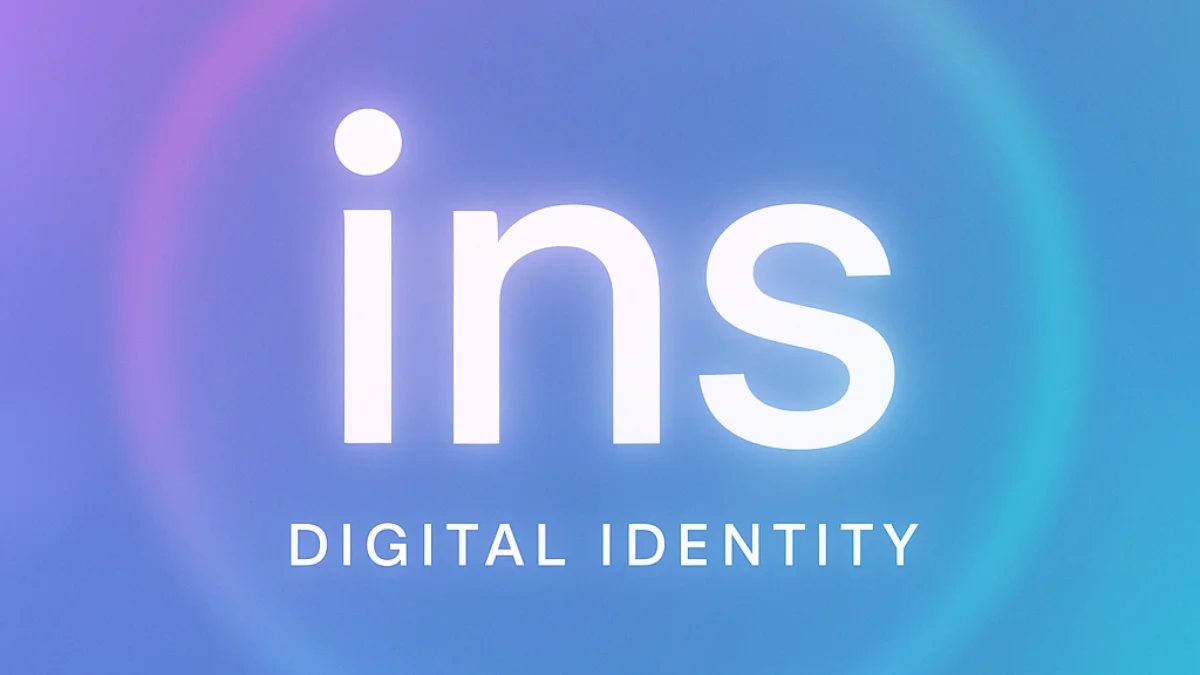i̇ns digital identity concept on a soft neon gradient background