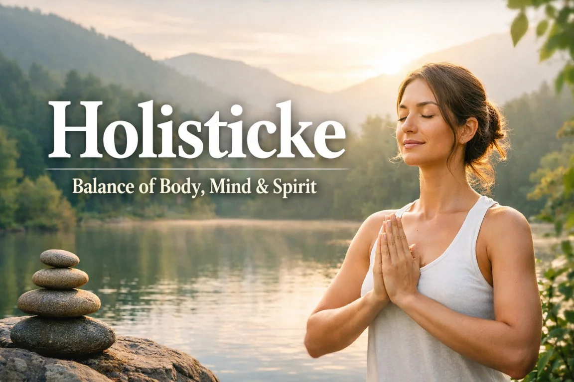 Holisticke holistic wellness concept showing mindful balance of body, mind, and spirit in a natural setting