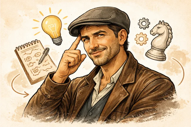 Jack Şoparov illustrated as a clever thinker symbolizing wit and intelligence over strength