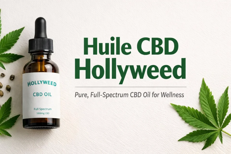 Huile CBD Hollyweed – a bottle of full-spectrum CBD oil with the brand name Hollyweed clearly displayed, showing 1000mg CBD content for wellness use.