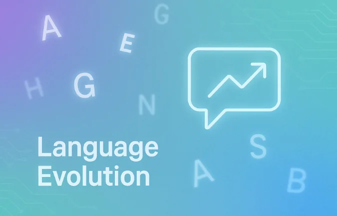 i̇ns symbol shown within a digital language evolution concept on a soft gradient background