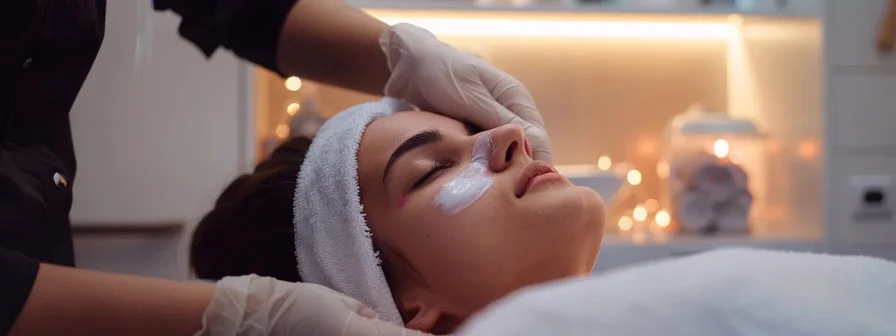 Woman relaxing during a professional facial treatment following Waxing for smooth, refreshed skin