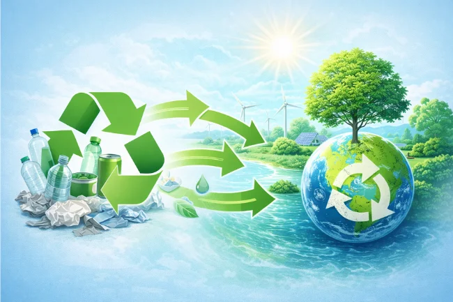 Matarecycler environmental impact showing recycling reducing waste and protecting nature