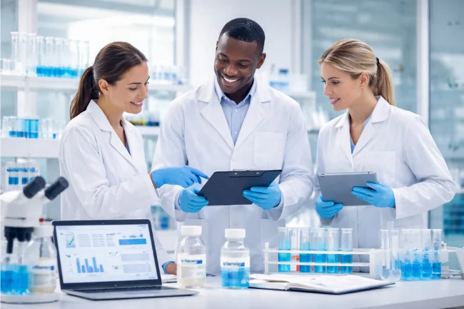 L-Carnitine Research Compound studied through structured laboratory workflows with researchers reviewing standardized data and protocols