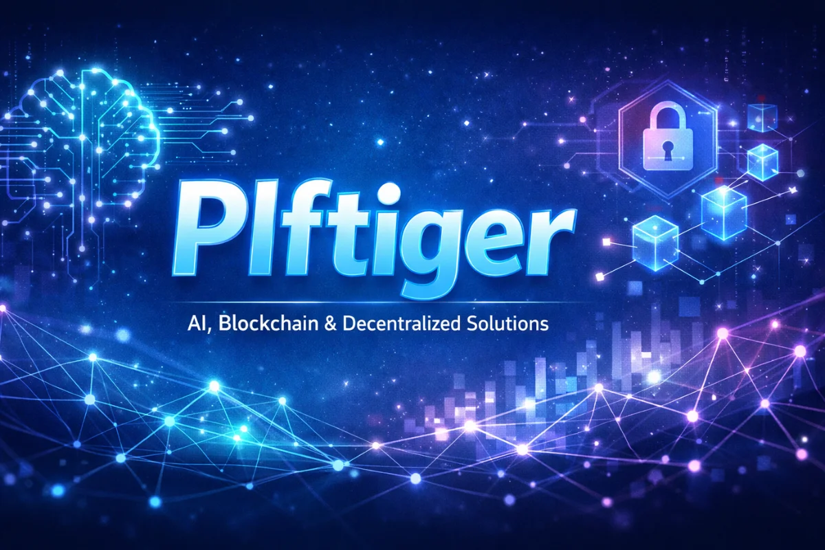 Plftiger futuristic digital framework featuring AI, blockchain, and cybersecurity technology