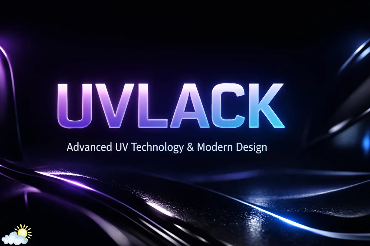 Uvlack modern UV technology concept with glossy black surface and futuristic lighting