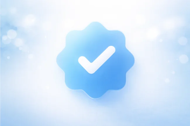 Instablu concept image showing a soft blue verification-style check symbol representing credibility and trust without guarantees
