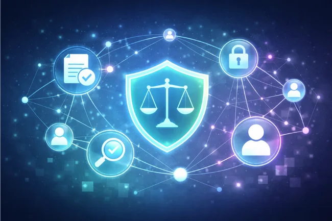 Plftiger ethical governance framework showing decentralized decision-making, transparency, and data sovereignty