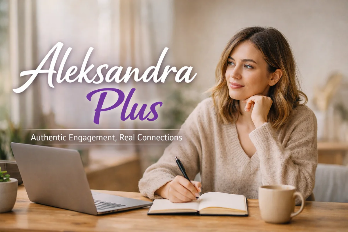 Aleksandra Plus featured image showing a thoughtful content creator focusing on authentic engagement and meaningful connections