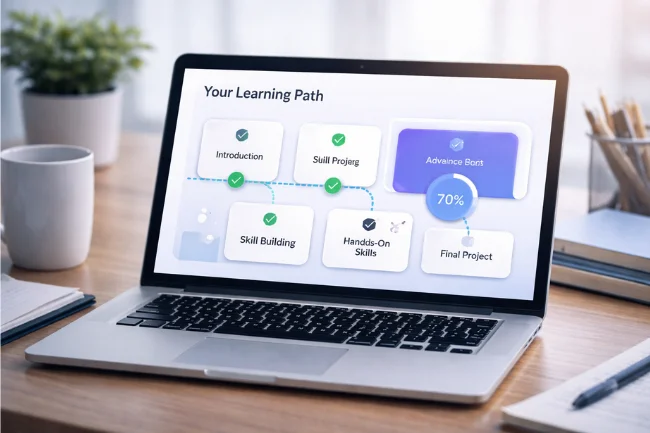 Courseto learning path showing structured, career-focused online education