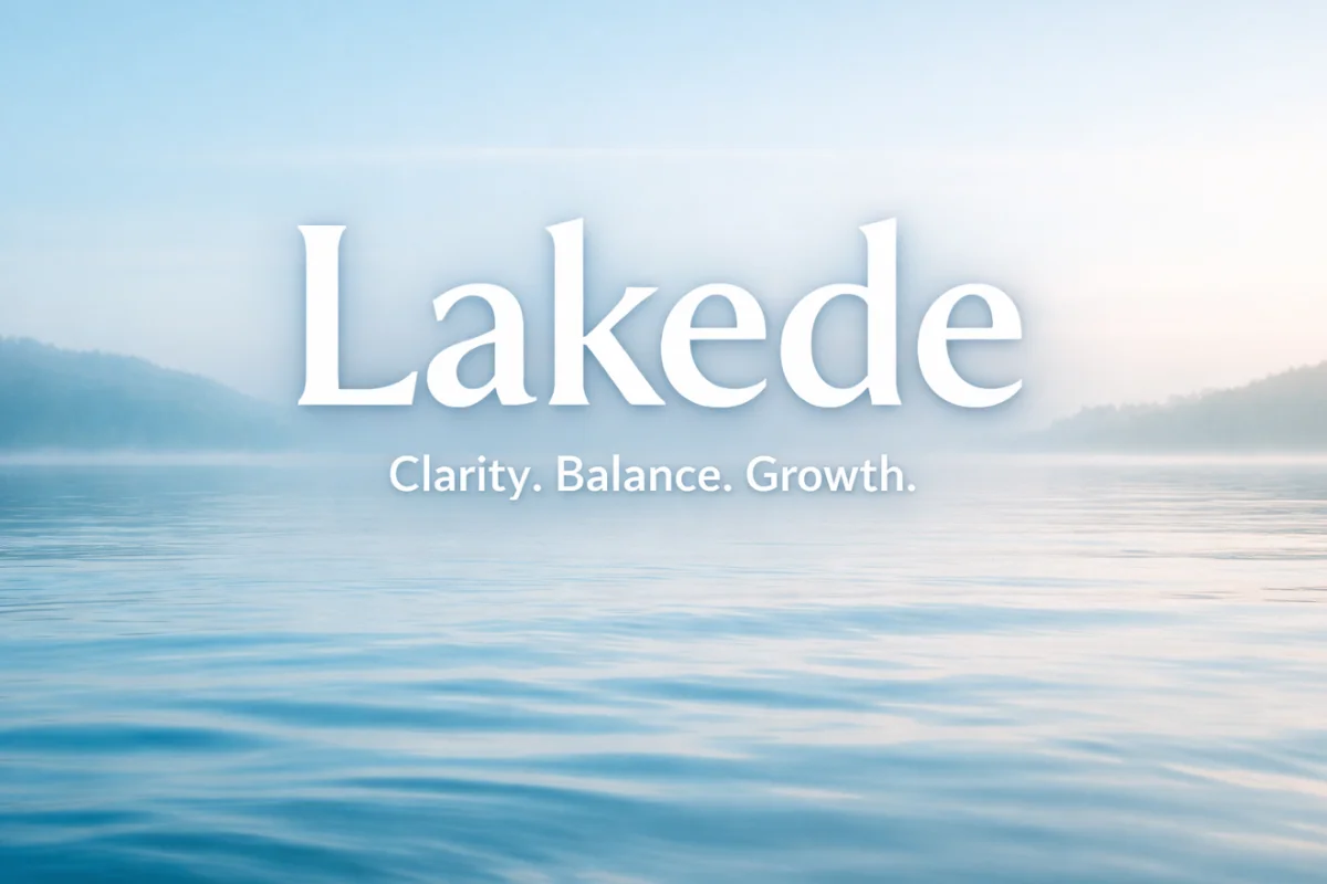 Lakede concept representing calm clarity, balance, and intentional growth over a serene lake