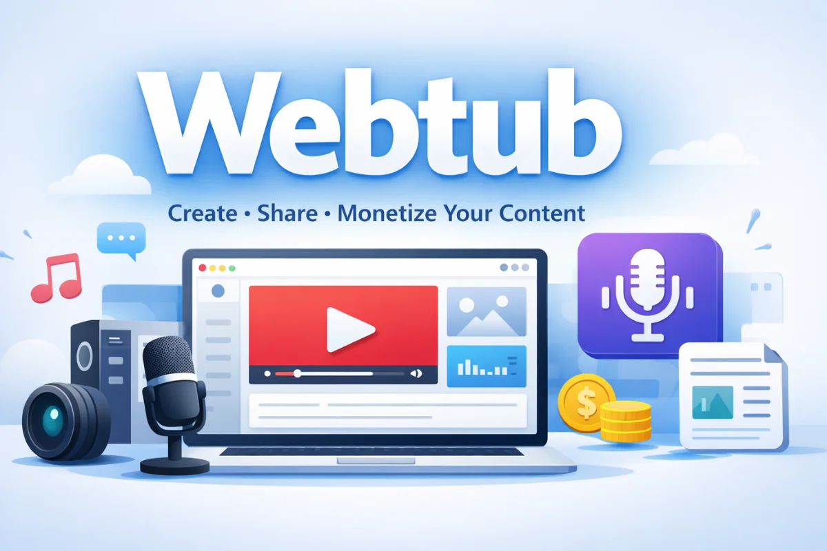 Webtub all-in-one content creation platform for video, audio, and text creators
