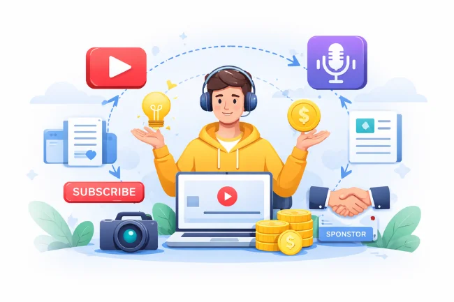 Webtub creator ownership model supporting multiple content formats and income streams