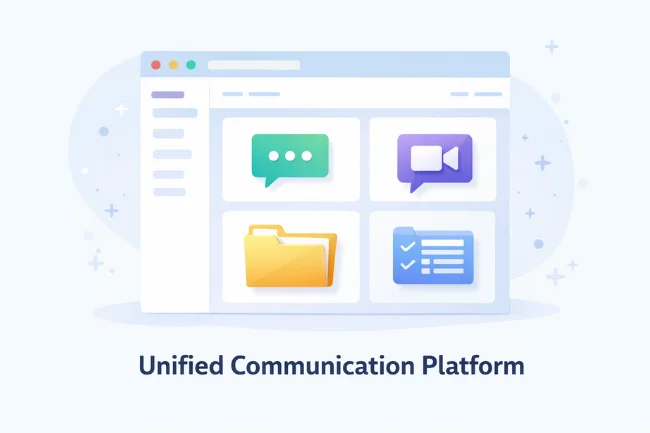 Skaipi unified communication platform with messaging, video calls, file sharing, and workflows
