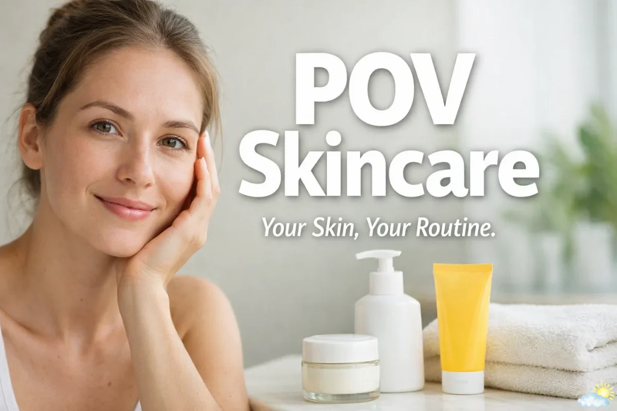 POV Skincare featured image showing a natural woman with a minimalist skincare routine