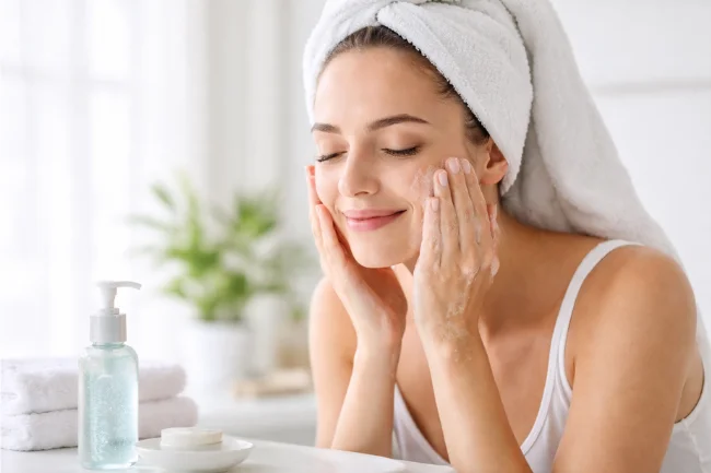 Combination Skin Care Routine with gentle morning cleansing for balanced skin