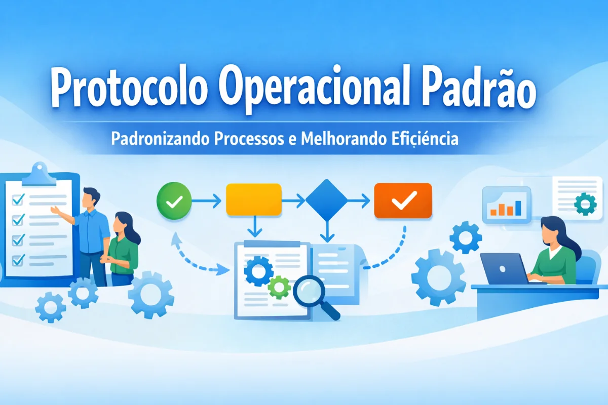 Protocolo Operacional Padrão illustrating standardized business workflows and process efficiency
