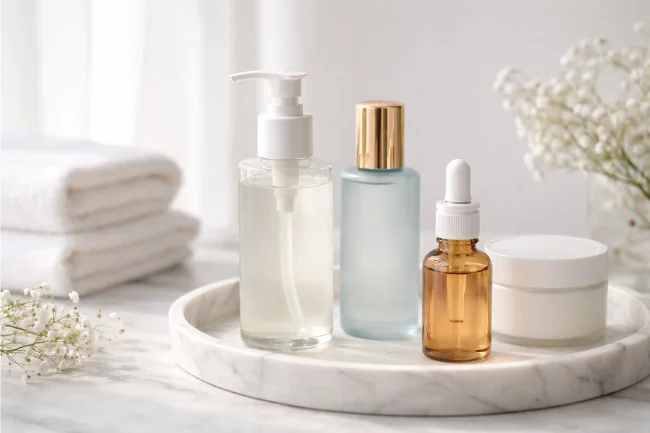 Preppy Skincare Brands with clean, understated packaging and timeless design