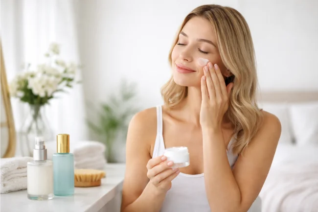 Preppy Skincare Brands shown through a minimalist skincare routine for calm, healthy skin