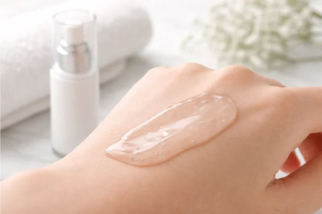 Misumi Skincare Reviews showing watery gel lotion texture applied on skin